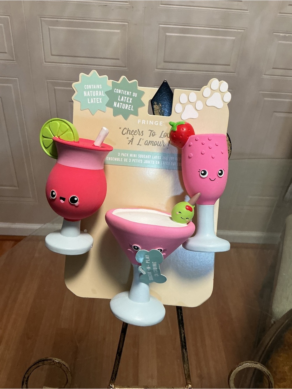 NEW Dog Toys 3 Squeaky Latex Cocktail Cheers To Love  You Lots” | Fringe